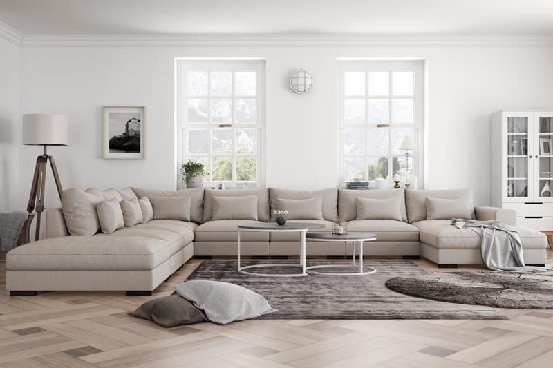 U-modulsoffa Dubai Large med Divan Höger - Beige - Möbler - Soffa - Modulsoffa - Komplett modulsoffa