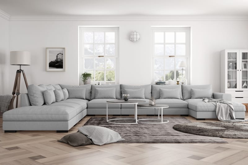 U-modulsoffa Dubai Large med Divan Höger - Ljusgrå - Möbler - Soffa - Modulsoffa - Komplett modulsoffa