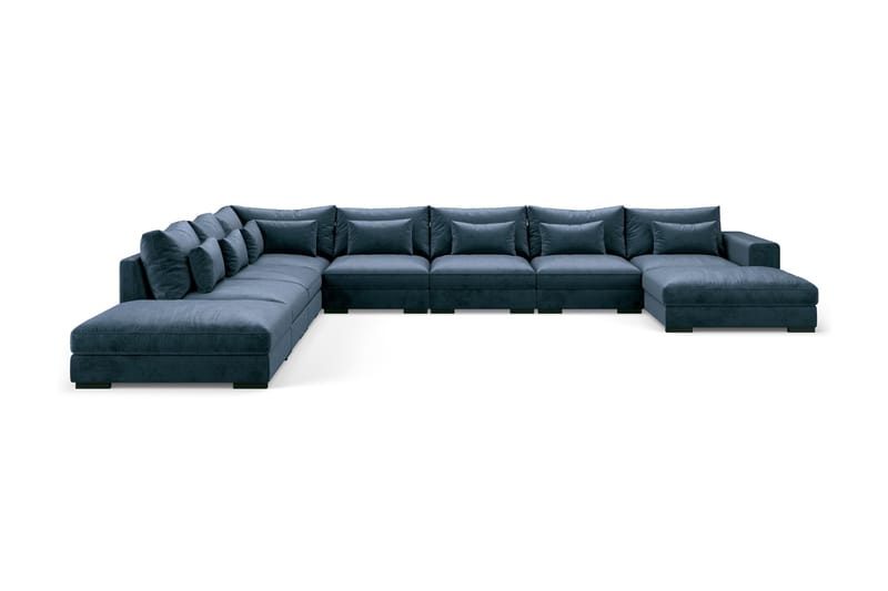 U-modulsoffa Dubai Large med Divan Höger Sammet - Blå - Möbler - Soffa - Modulsoffa - Komplett modulsoffa
