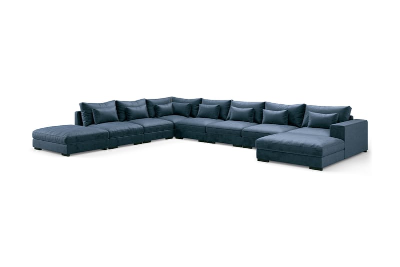U-modulsoffa Dubai Large med Divan Höger Sammet - Blå - Möbler - Soffa - Modulsoffa - Komplett modulsoffa