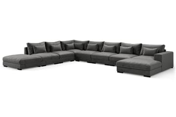 U-modulsoffa Dubai Large med Divan Höger Sammet - Mörkgrå - Möbler - Soffa - Modulsoffa - Komplett modulsoffa