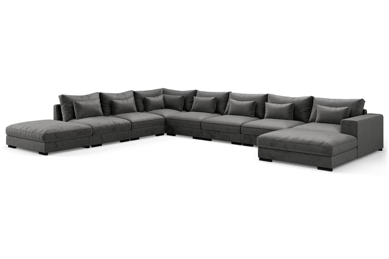 U-modulsoffa Dubai Large med Divan Höger Sammet - Mörkgrå - Möbler - Soffa - Modulsoffa - Komplett modulsoffa