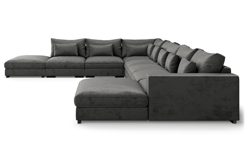 U-modulsoffa Dubai Large med Divan Höger Sammet - Mörkgrå - Möbler - Soffa - Modulsoffa - Komplett modulsoffa