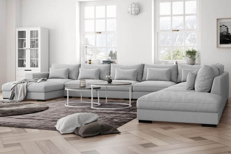 U-modulsoffa Dubai Large med Divan Vänster - Ljusgrå - Möbler - Soffa - Modulsoffa - Komplett modulsoffa