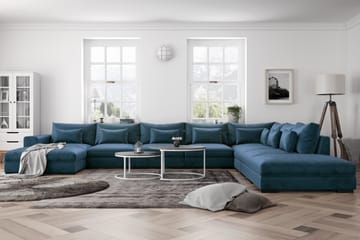 U-modulsoffa Dubai Large med Divan Vänster Sammet - Blå - Möbler - Soffa - Modulsoffa - Komplett modulsoffa