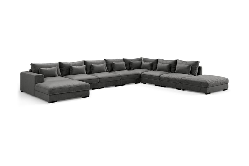 U-modulsoffa Dubai Large med Divan Vänster Sammet - Mörkgrå - Möbler - Soffa - Modulsoffa - Komplett modulsoffa