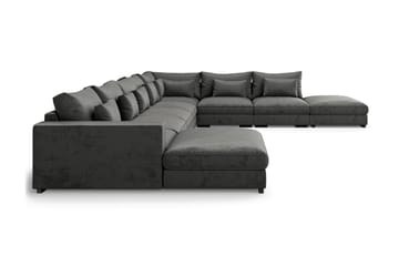 U-modulsoffa Dubai Large med Divan Vänster Sammet - Mörkgrå - Möbler - Soffa - Modulsoffa - Komplett modulsoffa