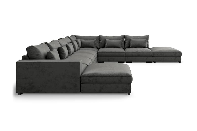 U-modulsoffa Dubai Large med Divan Vänster Sammet - Mörkgrå - Möbler - Soffa - Modulsoffa - Komplett modulsoffa