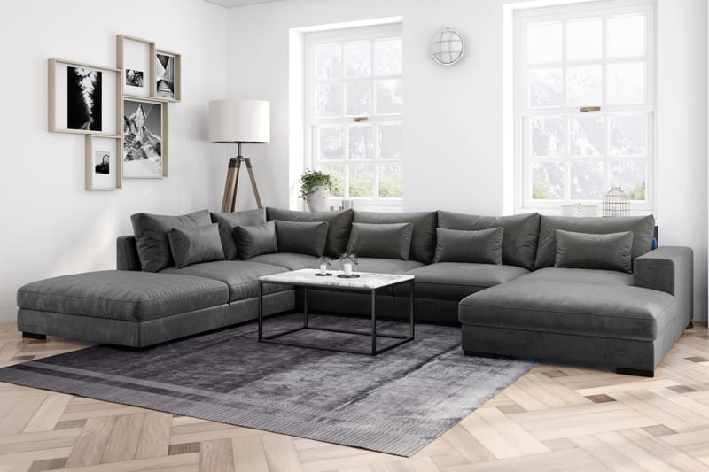 U-modulsoffa Dubai med Divan Höger Sammet - Mörkgrå - Möbler - Soffa - Modulsoffa - Komplett modulsoffa