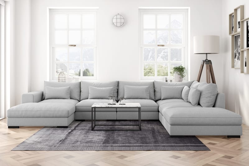 U-modulsoffa Dubai med Divan Vänster - Ljusgrå - Möbler - Soffa - Modulsoffa - Komplett modulsoffa
