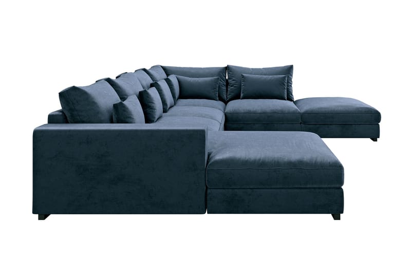 U-modulsoffa Dubai med Divan Vänster Sammet - Blå - Möbler - Soffa - Modulsoffa - Komplett modulsoffa