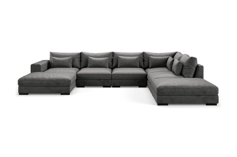 U-modulsoffa Dubai med Divan Vänster Sammet - Mörkgrå - Möbler - Soffa - Modulsoffa - Komplett modulsoffa
