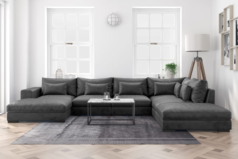 U-modulsoffa Dubai med Divan Vänster Sammet - Mörkgrå - Möbler - Soffa - Modulsoffa - Komplett modulsoffa
