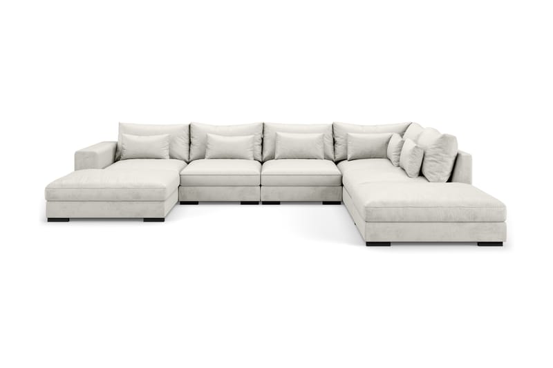 U-modulsoffa Dubai med Divan Vänster Sammet - Vit - Möbler - Soffa - Modulsoffa - Komplett modulsoffa