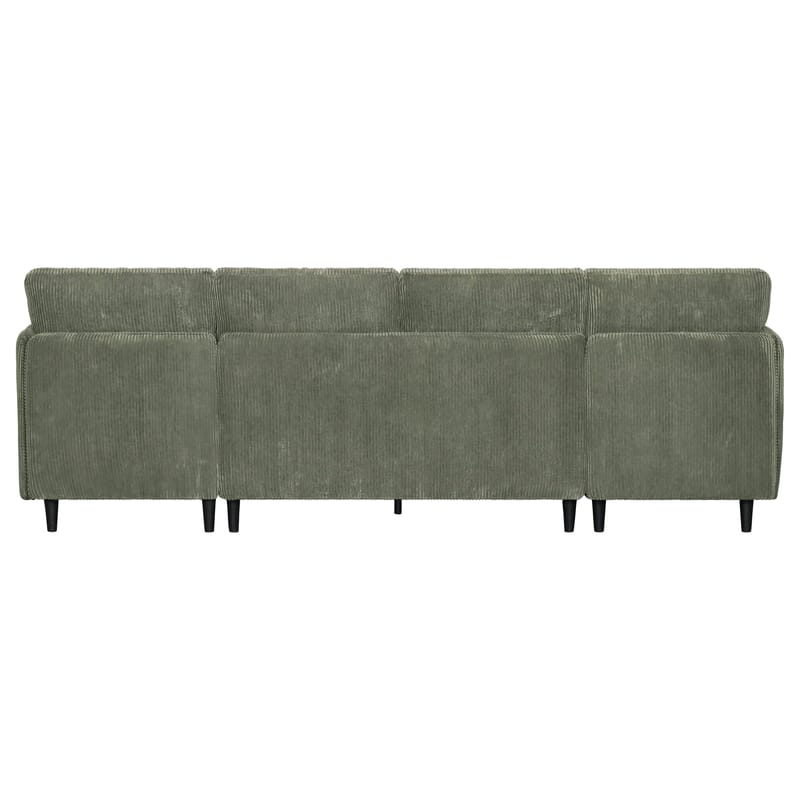 Lindhus 4-sits U-soffa med dubbeldivan och förvaring i manchester - Grön - Möbler - Soffa - Modulsoffa - Komplett modulsoffa