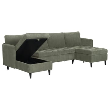 Lindhus 4-sits U-soffa med dubbeldivan och förvaring i manchester - Grön - Möbler - Soffa - Modulsoffa - Komplett modulsoffa
