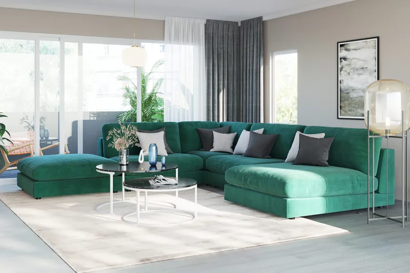 Arken 1-sits Mittmodul i Sammet 70 cm bred - Grön - Möbler - Soffa - Modulsoffa - Mittmodul