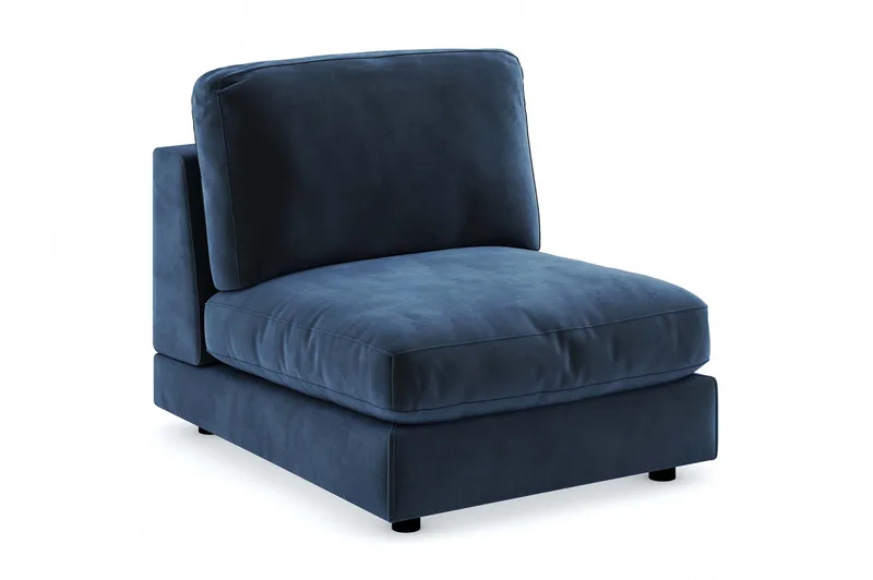 Arken 1-sits Mittmodul i Sammet 90 cm bred, Blå