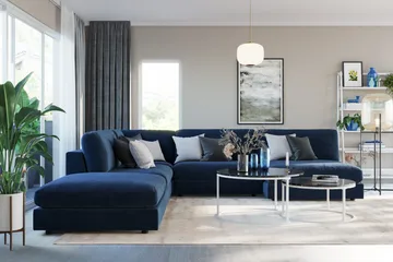 Arken 1-sits Mittmodul i Sammet 90 cm bred - Blå - Möbler - Soffa - Modulsoffa - Mittmodul