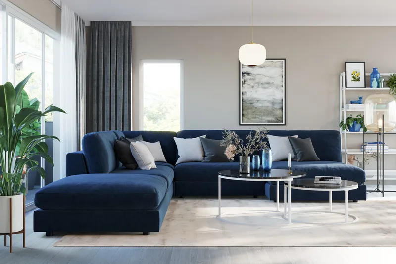 Arken 1-sits Mittmodul i Sammet 90 cm bred - Blå - Möbler - Soffa - Modulsoffa - Mittmodul