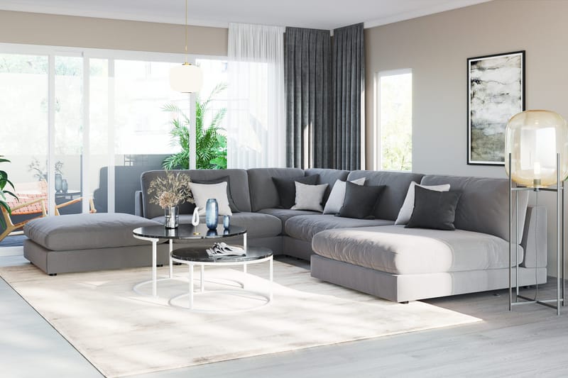 Arken 1-sits Mittmodul i Sammet 90 cm bred - Ljusgrå - Möbler - Soffa - Modulsoffa - Mittmodul