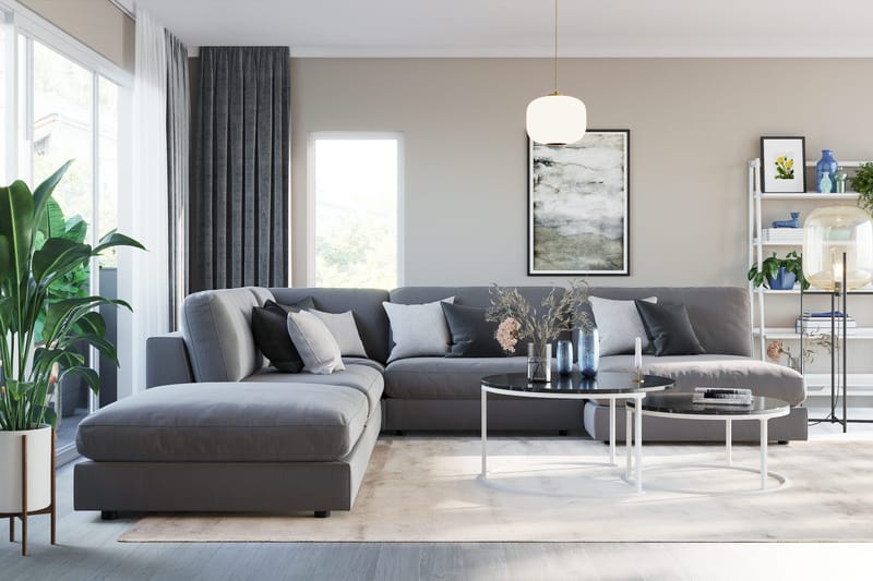 Arken 1-sits Mittmodul i Sammet 90 cm bred - Ljusgrå - Möbler - Soffa - Modulsoffa - Mittmodul