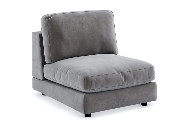 Arken 1-sits Mittmodul i Sammet 90 cm bred, Mörkgrå