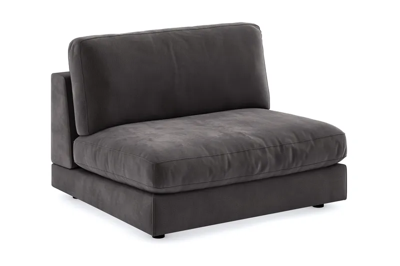 Arken 2-sits Mittmodul i Sammet 120 cm bred, Mörkgrå