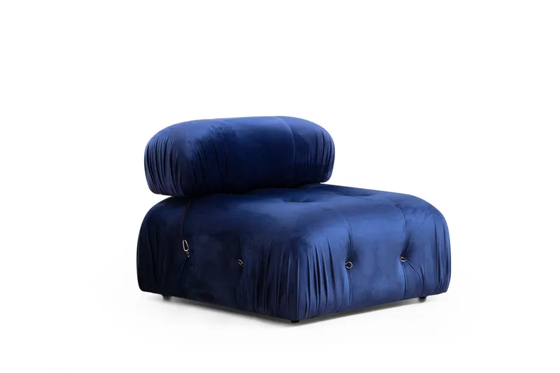 Belgin Mittmodul / Fåtölj 95 cm med fast ryggstöd och repdetaljer - Blå - Möbler - Soffa - Modulsoffa - Mittmodul
