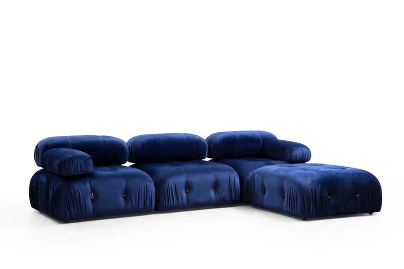 Belgin Mittmodul / Fåtölj 95 cm med fast ryggstöd och repdetaljer - Blå - Möbler - Soffa - Modulsoffa - Mittmodul