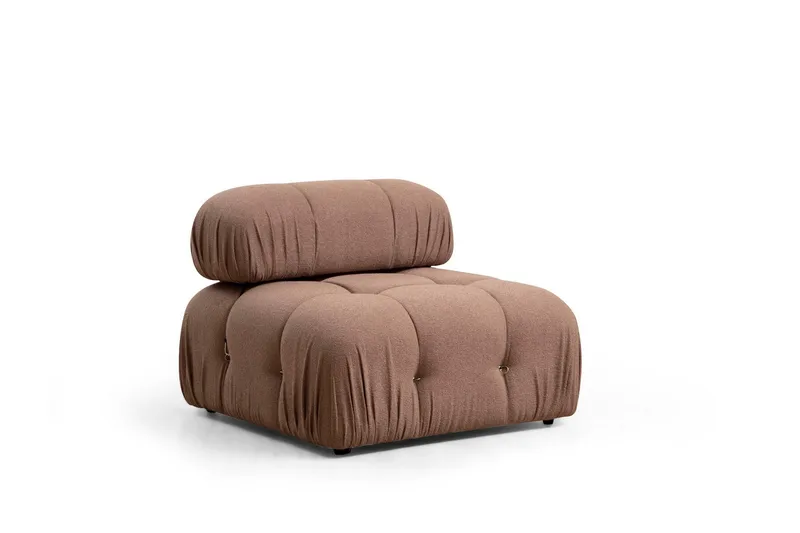 Belgin Mittmodul / Fåtölj 95 cm med fast ryggstöd och repdetaljer - Brun - Möbler - Soffa - Modulsoffa - Mittmodul