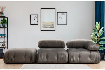 Belgin Mittmodul / Fåtölj 95 cm med fast ryggstöd och repdetaljer - Grå - Möbler - Soffa - Modulsoffa - Mittmodul