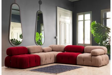 Belgin Mittmodul / Fåtölj 95 cm med fast ryggstöd och repdetaljer - Röd - Möbler - Soffa - Modulsoffa - Mittmodul