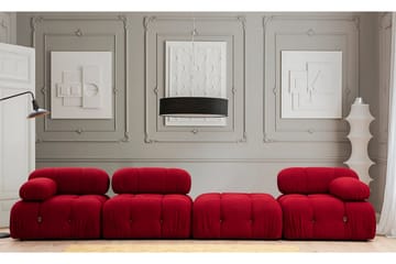 Belgin Mittmodul / Fåtölj 95 cm med fast ryggstöd och repdetaljer - Röd - Möbler - Soffa - Modulsoffa - Mittmodul
