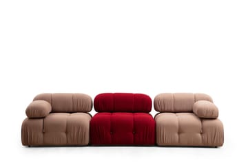 Belgin Mittmodul / Fåtölj 95 cm med fast ryggstöd och repdetaljer - Röd - Möbler - Soffa - Modulsoffa - Mittmodul