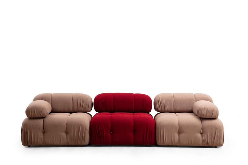 Belgin Mittmodul / Fåtölj 95 cm med fast ryggstöd och repdetaljer - Röd - Möbler - Soffa - Modulsoffa - Mittmodul