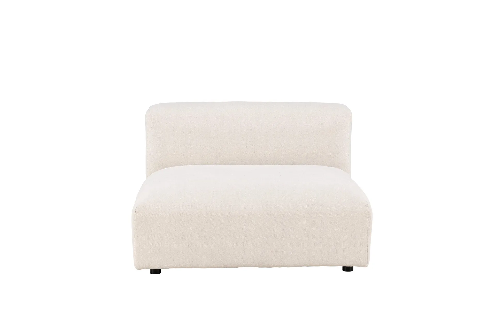Beige armlös mittmodul med mycket djup, låg sits och rak rygg