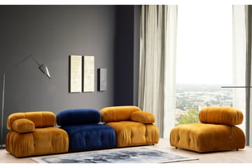 Mittmodul / Fåtölj Belgin 95 cm med fast ryggstöd och repdetaljer - Blå - Möbler - Soffa - Modulsoffa - Mittmodul