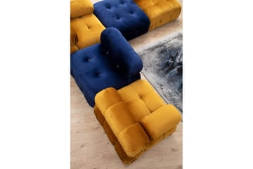 Mittmodul / Fåtölj Belgin 95 cm med fast ryggstöd och repdetaljer - Blå - Möbler - Soffa - Modulsoffa - Mittmodul