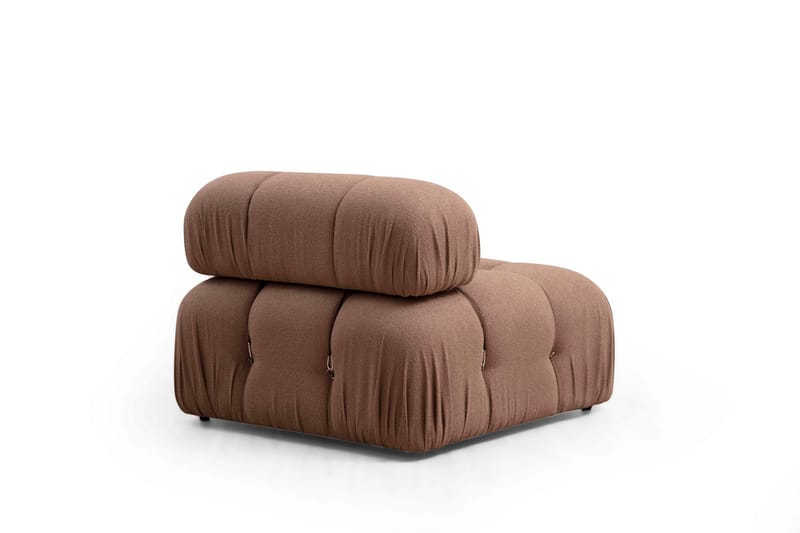 Mittmodul / Fåtölj Belgin 95 cm med fast ryggstöd och repdetaljer - Brun - Möbler - Soffa - Modulsoffa - Mittmodul