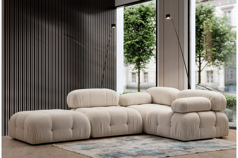 Mittmodul / Fåtölj Belgin 95 cm med fast ryggstöd och repdetaljer - Cream - Möbler - Soffa - Modulsoffa - Mittmodul