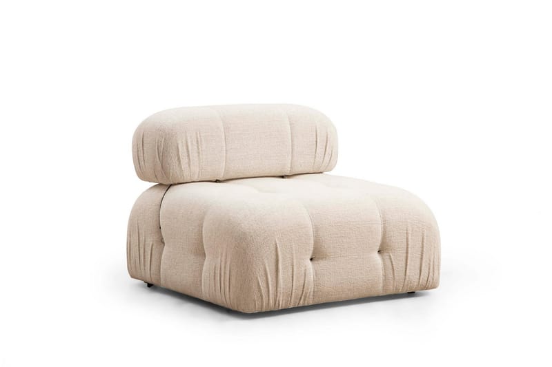 Mittmodul / Fåtölj Belgin 95 cm med fast ryggstöd och repdetaljer - Cream - Möbler - Soffa - Modulsoffa - Mittmodul