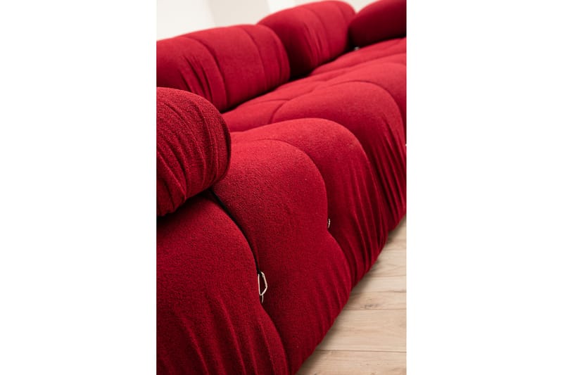 Mittmodul / Fåtölj Belgin 95 cm med fast ryggstöd och repdetaljer - Röd - Möbler - Soffa - Modulsoffa - Mittmodul