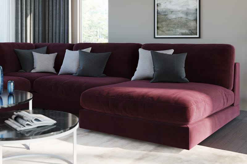 Modulhörnsoffa med Divan Aspen Vändbar Sammet - Komplett modulsoffa