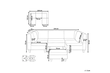 Modulsoffa med fotpall Unstad Beige/svart, Symmetrisk - Beige/svart, Symmetrisk - Möbler - Soffa - Modulsoffa - Komplett modulsoffa