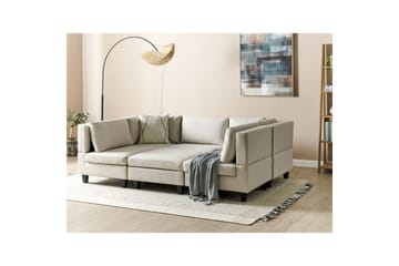 Modulsoffa med fotpall Unstad Beige/svart, Symmetrisk - Beige/svart, Symmetrisk - Möbler - Soffa - Modulsoffa - Komplett modulsoffa