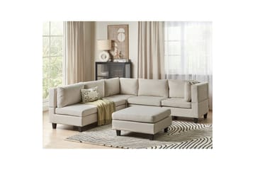 Modulsoffa med fotpall Unstad Beige/svart, Vänstervänd - Beige/svart, Vänstervänd - Möbler - Soffa - Modulsoffa - Komplett modulsoffa