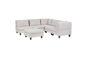 Modulsoffa med fotpall Unstad Beige/svart, Vänstervänd - Beige/svart, Vänstervänd - Möbler - Soffa - Modulsoffa - Komplett modulsoffa