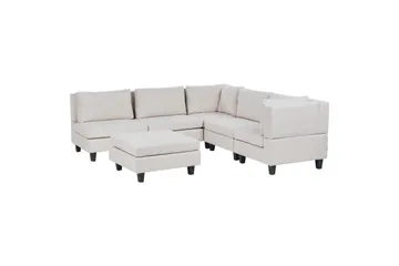 Modulsoffa med fotpall Unstad Beige/svart, Vänstervänd - Beige/svart, Vänstervänd - Möbler - Soffa - Modulsoffa - Komplett modulsoffa