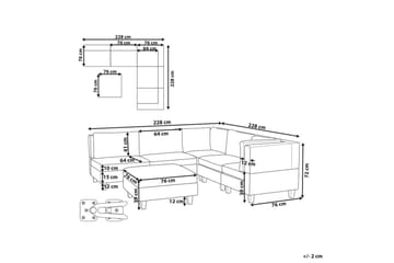 Modulsoffa med fotpall Unstad Beige/svart, Vänstervänd - Beige/svart, Vänstervänd - Möbler - Soffa - Modulsoffa - Komplett modulsoffa
